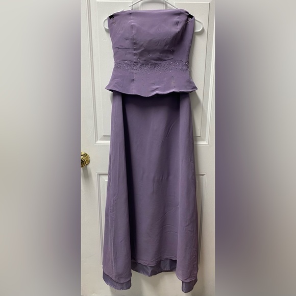 Bridesmaid Prom Gown Jasmine Belsoie Lavender Size 10 Strapless Dress - Picture 1 of 7